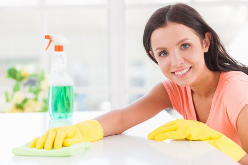 Cleaner preparing a service agreement for a W10 booking