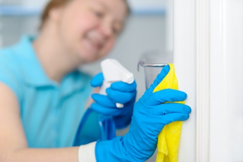 W10 cleaning professionals wearing PPE during a job