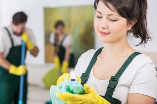 Local cleaners preparing a W10 property for move-out inspection