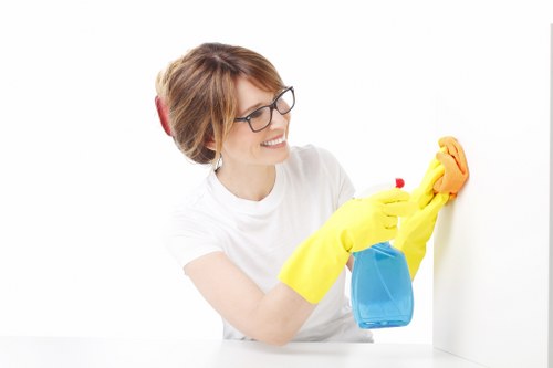 Deep cleaning carpets in a W10 office corridor