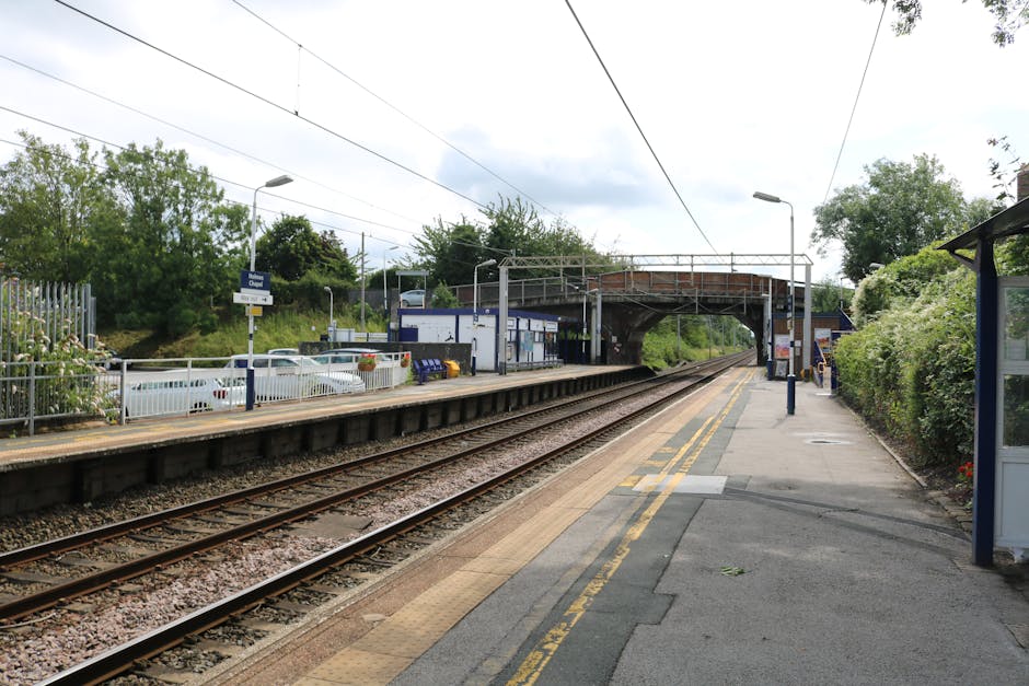 At Finsbury Park station, the platform features polished concrete floors that appear clean and well-maintained, with visible lines marking the edge for safety. The station's ceiling is paneled with white, corrugated material, illuminated by long, fluorescent lighting fixtures. Metal benches with wooden seats are arranged along the platform, showing no litter or debris, indicating regular cleaning. The station signage, including a prominent white sign with black lettering reading 'Finsbury Park,' is visible hanging from the ceiling. Behind the benches, more platforms and tracks extend into the background, with a few passengers seated or walking, all appearing orderly and hygienic. The overall scene reflects thorough surface cleaning and maintenance, aligning with the standards of domestic and commercial sanitisation by Cleaners W10, ensuring a safe and clean environment for travelers.